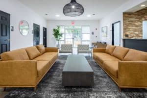 Inside waiting room of a clinic for drug detox